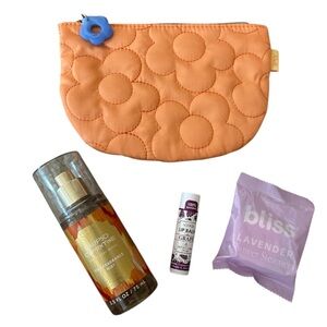 Ipsy Orange Quilted Pouch with stuffed bag!
